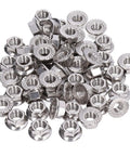 50Pcs Flange Nut Set Stainless Steel A2 70 DIN 1587 Rustproof Locking Nuts For M3 M4 M5 M6 M8 M10 M12 Bolts Heavy Duty