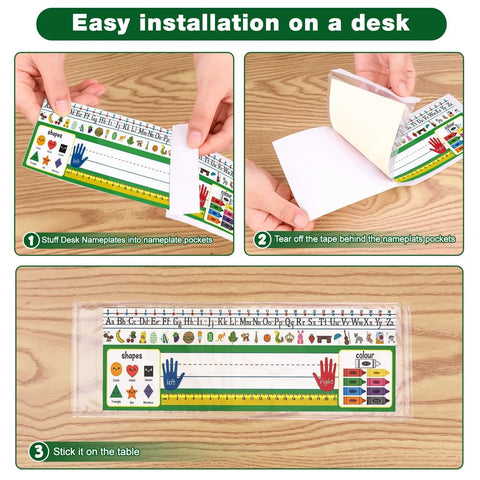 36 Pieces Clear Nameplate Pocket Self Adhesive Desk Name Tag Covers for School Classrooms and Offices, 13.5 x 4.9 Inches