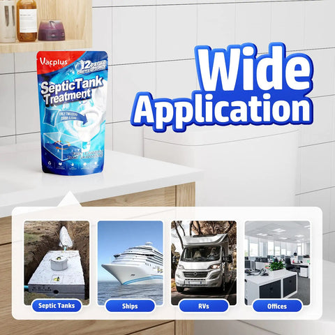 Septic Tank Treatment 12 Pack For 1 Year Supply, Dissolvable Enzyme Packs For Easy Operation, bathroom application