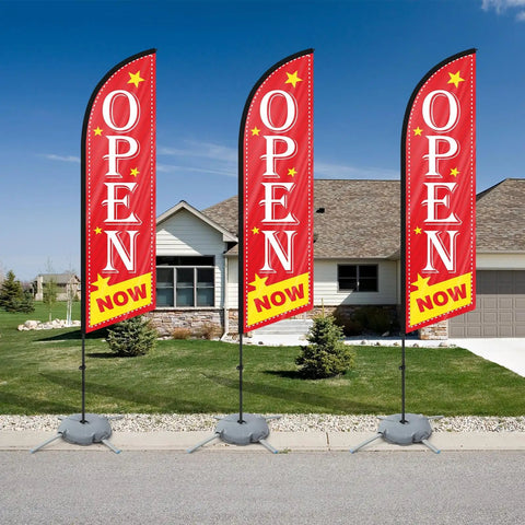 Now Open Feather Flag Pole Kit With Ground Stake Water Bag And Travel Bag Portable Outdoor Advertising Flag Banner Displayed