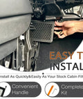 Installation of 2 Pack Activated Carbon HEPA Cabin Air Filter For Tesla Model 3 And Model Y 2016 To 2026 with convenient handle