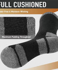 Close-up of Merino Wool Hiking Crew Socks For Men And Women, Thick Cushioned Anti Blister, Moisture Wicking, seamless fit detail