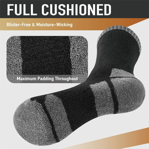Close-up of Merino Wool Hiking Crew Socks For Men And Women, Thick Cushioned Anti Blister, Moisture Wicking, seamless fit detail