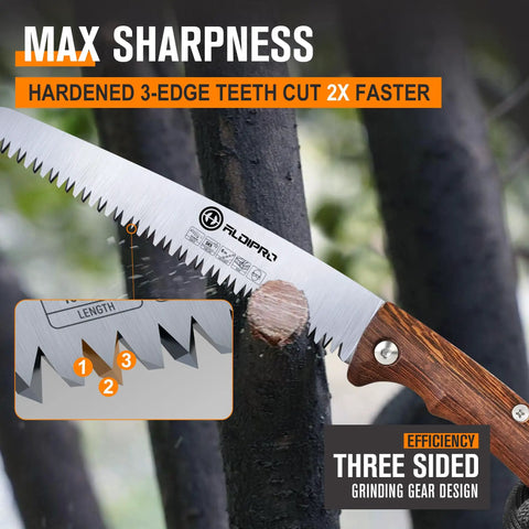 7 Inch Folding Hand Saw With Wenge Wood Handle And Leather Sheath Beastly Sharp Heavy Duty SK5 High Carbon Steel cutting tree