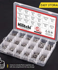 Hilitchi 570-piece stainless steel Phillips round-head self-tapping screw assortment kit in clear storage case