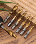 Heavy Duty HSS Countersink Drill Bit Set Titanium Coated 3 In 1 All In One Drill Tap Chamfer Kit With Hex Shank for metalworking