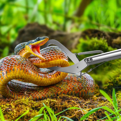 60 Inch Extra Long Snake Tongs Heavy Duty Grabber With Locking Wide Jaw No Slip Grip Handle For Safe Distance Snake Handling Reptile Catcher Tool Pro Grade Lightweight Design Weighs About A Pound And A Half