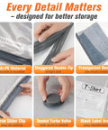 Ultimate 15 Pack Vacuum Storage Bags With Cordless Pump featuring PA+PE material and transparent design details