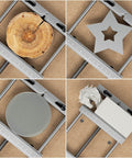 Aluminum Bench Vise Clamp for CNC Router Machines holding various objects with high precision, showcases 0 to 8 inch range.