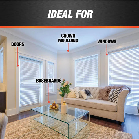 Living room showcasing ideal use for Alex Plus Acrylic Latex Caulk Plus Silicone 5.5 Ounce Sealant on doors, baseboards, windows, crown moulding.