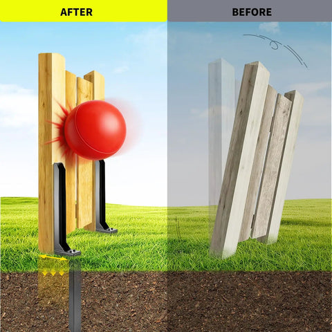 Image showing Two Pack Fence Post Repair Kit Fix Rotting Or Damaged Wood Posts Without Replacing Them With Heavy Duty Steel Brackets