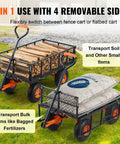 Heavy Duty Steel Garden Dump Cart That Hauls Big Loads With Eight Hundred Eighty Pound Capacity carrying firewood and soil