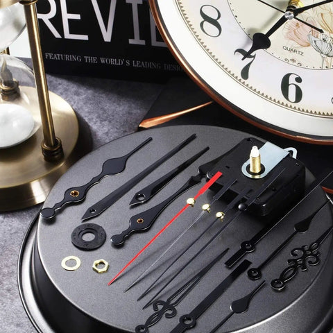 DIY Clock Movement Kit With High Torque Long Shaft Quartz Mechanisms And Replacement Wall Clock Parts Hands Set displayed