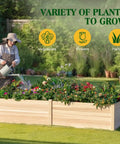 Wood Raised Garden Bed 8x4 Ft With 15 Inch Depth Open Base Planter For Vegetables Herbs And Flowers Durable Outdoor Box