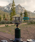 Portable Propane Stove With 10,000 BTU Burner Chrome Anti-Clog Design On Off Regulator Seven Point Five Inch Cooking Grid