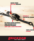 No Nonsense Retractable Ratcheting Tie Down Straps 2 Pack Black 1 In X 6 Ft With Vinyl Coated Hooks showing polyester webbing and S-hook.