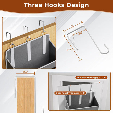 Top Shelf 2 Pack 5 Tier Over The Door Organizer For Bathroom Bedroom And Pantry Storage In Grey With Heavy Duty Tear Resistant Fabric Pockets For Tiny Spaces And Zero Drama Hanging