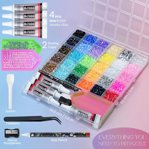 40,000 Pcs Resin Jelly Rhinestones Kit In 30 Vibrant Colors 3Mm Flatback Rhinestones Includes 4 Tubes B7000 Jewelry Glue And Essential Tools All In One Bedazzling DIY Arts And Crafts Gift Set