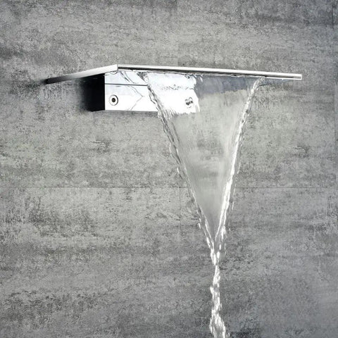 Waterfall Shower Head With Wall Mounted Panel Square Brass Chrome Finish High Flow Shower System For Bathroom And Tub