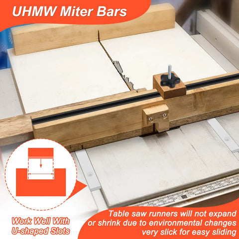 Pro Grade Crosscut Sled Kit For Table Saw With 2 Aluminum T Track Rails and 2 UHMW Miter Bars for smooth cuts and setup