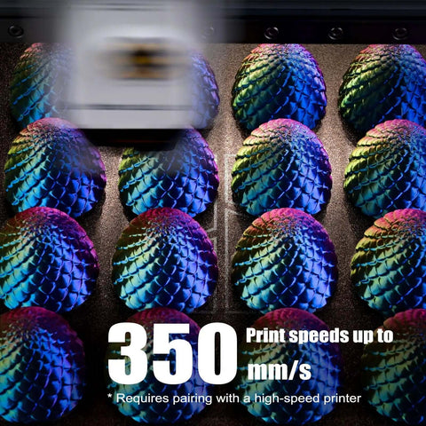 Tri Color Coextruded Silk PLA Filament For 3D Printing 1.75mm 1kg Rainbow Red Yellow Blue With Silk Finish in use with prints.
