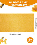 20 Pcs Beehive Waxed Coated Foundation Sheets For Bee Frames Portable Plastic Beekeeping Honeycomb Sheets Beeswax Coated