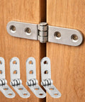 Workhorse Quality 4 Piece 180 Degree Folding Hinge Kit With Sturdy Right Angle Brackets And Complete Screw Set For Rock Solid Furniture Assembly And No Sweat Setup on wooden cabinet.