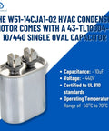 HVAC Condenser Motor One Quarter HP 1 Phase 1075 RPM 208 To 230 Volt Replacement With Single Run Capacitor
