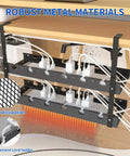 Extendable Under Desk Cable Management Tray With Clamp For Multiple Models Metal Cord Organizer and Power Strip Holder No Drill