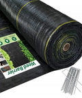 Heavy Duty Black Weed Barrier Fabric 6 Ft By 300 Ft Premium 3.5 Oz Woven Ground Cloth with pins and packaging