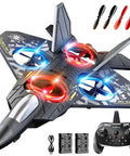 Foam Remote Control Airplane For Kids 6 7 8 9 10 12 Year Old Boys Totally Rad Lightweight Fighter Jet With Light 360 Degree Flip Gravity Sensing Stunt Roll Indoor Outdoor RC Plane Gift featuring LED lights and remote control.