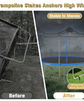 Before and after using Heavy Duty Trampoline Stakes 12 Inch U Shaped Ground Anchors in windy weather.
