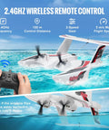 2.4GHz 3Ch RC Airplane Amphibious Ready To Fly With 6 Axis Gyro Stabilizer And Dual Batteries shown in flight over water