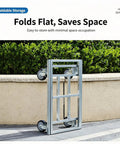 Heavy Duty Push Cart Dolly Platform Truck For Hauling Up To 661 Lbs With A 25 Inch Long By 15 Inch Wide By 30 Inch High Flatbed Hand Truck Style Utility Carrier Built For Warehouse Workshop And Home, folded flat aluminum frame with four wheels