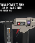 23 Gauge Pin Nailer 1-3-8in for Trim and Finish Work, Refurbished and Ready to Roll, side view with label and depth adjustment