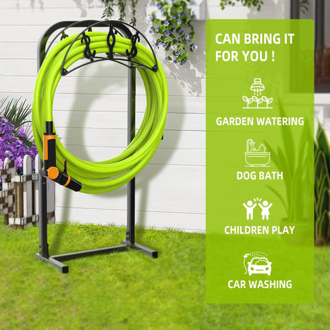 Freestanding Garden Hose Holder With 4 Spikes Heavy Duty Hose Reel Keeps 150 Ft Of Hose Neatly Stored Hose Hanger