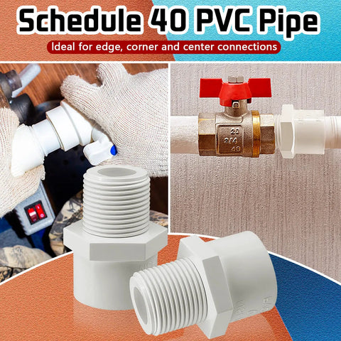 10Pcs White PVC Pipe Fittings 1/2 NPT Male Thread Adapters Socket X NPT Male For Sch40 PVC Pipe Couplers installation