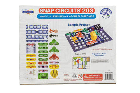 Packaging of Electronics Exploration Kit With Over 200 STEM Projects showcasing snap modules and colorful manual