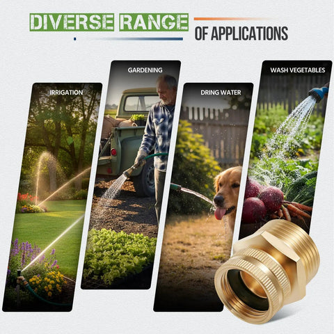 Lead Free Brass 3/4 GHT Female To 1 NPT Male Swivel Adapter For Hose To Pipe Fitting, Thickened Wall, beefy heavy duty durability, easy garden hose to pipe thread conversion, one pack, brass hose adapter for irrigation and gardening