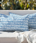 Outdoor Lumbar Pillow Set Of 2 20x12 Inches With Waterproof Inserts In Royal Blue, Fade Resistant Canvas Polyester PU Coated Covers For Patio, Garden, Porch Or Balcony, Fluffy Cushions For Sofa.
