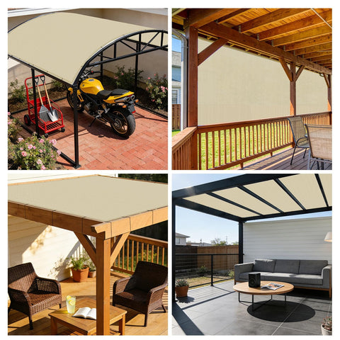 Outdoor areas featuring 20x40 Sun Shade Sail Straight Edge Rectangle Canopy with D Ring Grommets UV Block in Beige for patio and pergola.