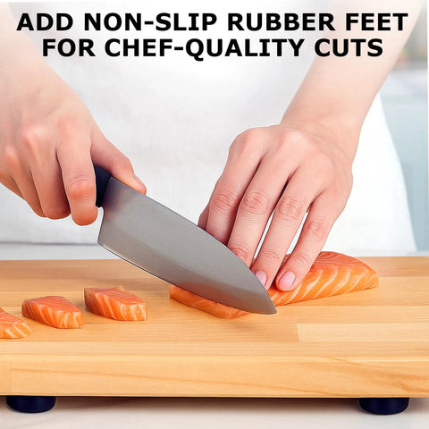 12 Pack Rubber Feet For Cutting Boards Non Slip Bumper Pads With Stainless Screws And Inserts Keeps Your Board Stable On Any Surface BPA Free Rubber Made In USA Perfect For Electronics And Furniture Projects used on wooden board while cutting salmon