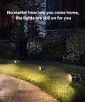 5W 110V Outdoor Landscape Spotlight Kit IP65 Waterproof Warm White 3000K illuminating garden path at night, 4 pack