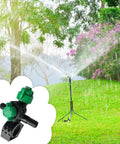 Wide Angle Garden Sprinkler Nozzle With Triple Rotating Fan Head Easy Adjustable Watering Spray For Lawn And Garden