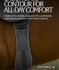 Non Slip Dressage Girth With Gel Long Girth For Horses 26 Inch Black Ergonomic Contoured Fit Easy Care PU Material on horse