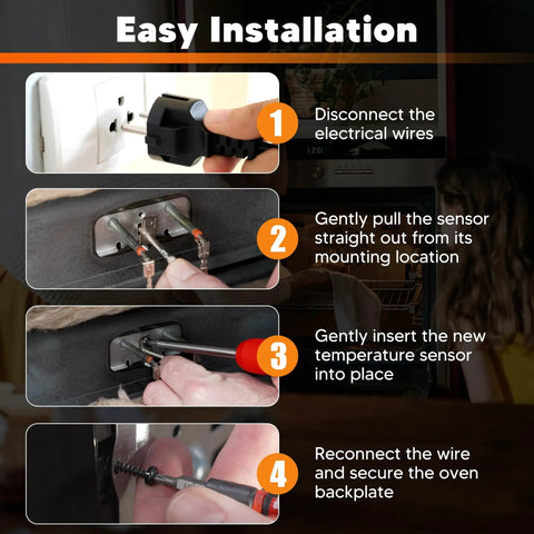 Easy installation steps for Replacement Oven Temperature Sensor Probe For Samsung And LG Ovens Thermistor DG32-00002B.