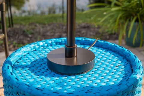 Base of Outdoor Table Lamp With Tropical Bamboo Shade In Oil Rubbed Bronze Highlight Finish Casual