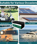 36V LiFePO4 Battery Pack For Golf Carts Solar Panels And Trolling Motors 3.84kWh Capacity With 200A BMS shown in various uses