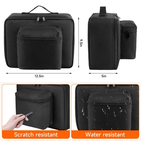 Rugged Air Compressor Storage Case For Dewalt 20V Max Tire Inflator DCC020IB And DCC18N Cordless Tools showing dimensions, scratch and water resistance