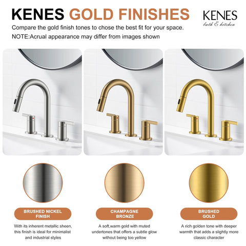 Comparison of Sleek Champagne Bronze Pull Down Bathroom Faucet Featuring Twin Handles And Flexible Spray Wand Delivering Heavy Duty Performance Snug Fit On Any Widespread Sink Setup Crafted Completely Lead Free finishes.